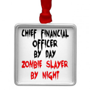 Zombie Slayer Chief Financial Officer Square Metal Christmas Ornament