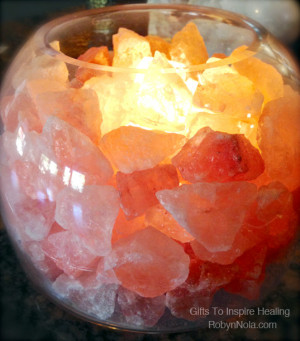 Himalayan Salt Lamp: Glass Bowl Lamp with Salt Crystals