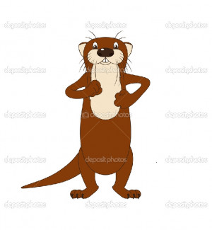 Funny cartoon walking river otter vector illustration Stock image ...