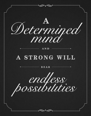 determined mind and a strong will bear endless possibilities. l ...