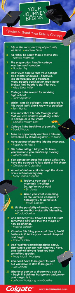 Quotes to Send Your Kids to College Your Journey Begins-Infographic