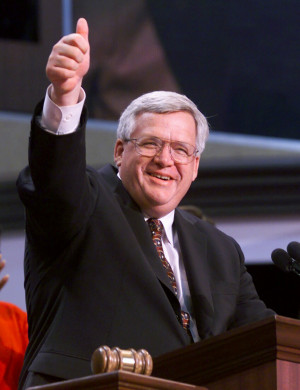 Then-House Speaker Dennis Hastert gives a thumbs up after taking over ...