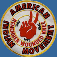 Woven circular patch says: American Indian Movement, Remember Wounded ...