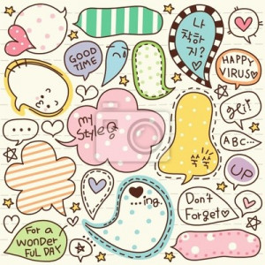 Wall Mural cute doodle cartoon words label - art • PIXERSIZE.com