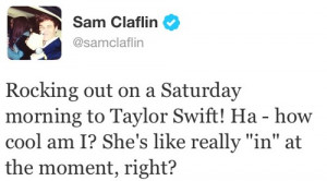 Sam Claflin, Taylor Swift Tweet