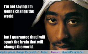 not saying I’m gonna change the world….” -Tupac