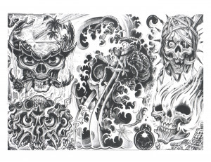 skull adn demon tattoo design img75