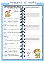 English teaching worksheets: Present simple affirmative