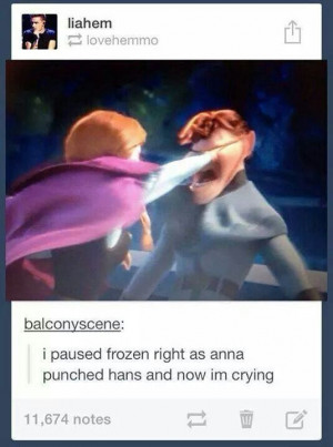 Frozen Anna punches Hans