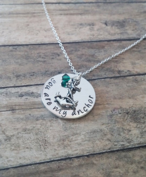 Anchor Charm Necklace - You are my Anchor quote - Hand stamped jewelry ...