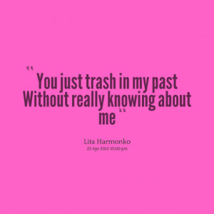Quotes Picture: you just trash in my past without really knowing about ...