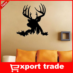 Deer Head Silhouette Buck Hunting vinyl wall quote for home(China ...