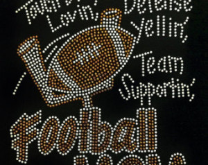 Football RhinestoneTouch Down Football Mom Rhinestone T-shirt With ...