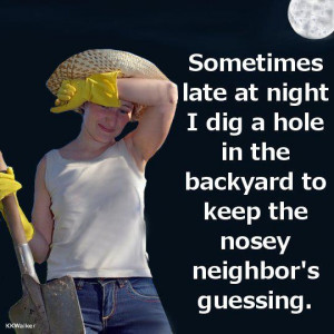 dig a hole late at night to keep neighbors guessing funny caption ...