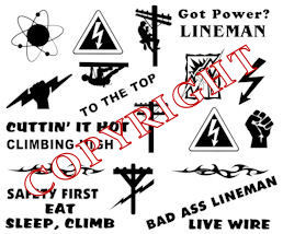 Lineman Hardhat Sticker Decals - A sheet of 22 pcs! For Linemen!