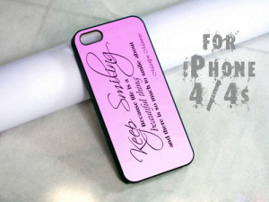 Pink marilyn monroe quotes keep smiling - design case for iphone 4,4s