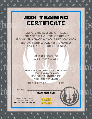 Jedi Training Certificate