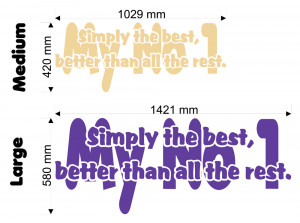 Simply The Best My No 1 (Tina Turner) Lyric wall decal size chart