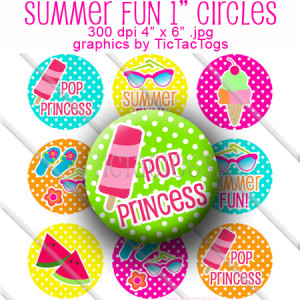Summer Fun Sayings Bottle Cap Images Digital 1 Inch Circle Sunglasses