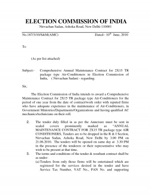 ... for Annual Maintenance Contract for Air Conditioner by kbw20484