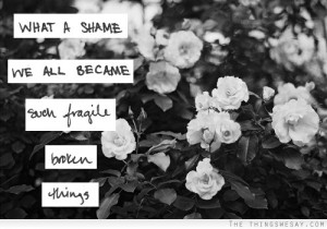 What a shame we all became such fragile broken things