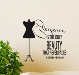 Audrey hepburn quote Decal wall sticker Elegance is the Only Beauty ...
