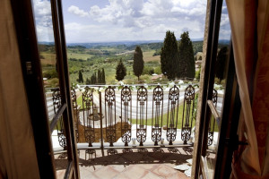 ... Bride's room balcony with a majestic view over theTuscan Countryside