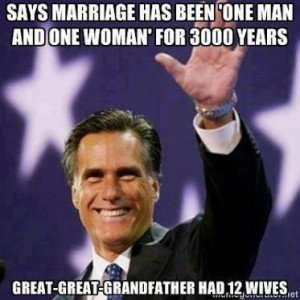 Mitt Romney thinks one man and one woman is traditional marriage while ...