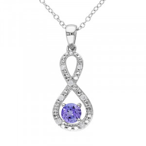 Tanzanite amp 1 10 Carat T W Diamond Sterling Silver Infinity Pendant