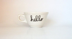... There! Hello Hand Illustrated Quote Art Mug 6 oz by Farizula, $17.00