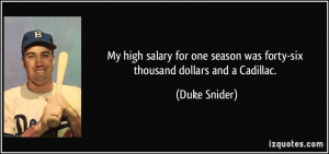... season was forty-six thousand dollars and a Cadillac. - Duke Snider