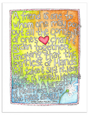 Friendship and a heart quote watercolor painting art print by Marley ...