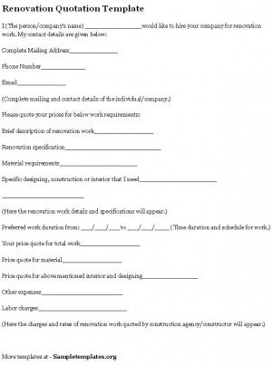 Renovation Quotation Template