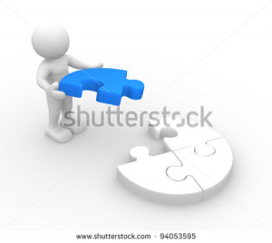 3d people - human character, person with last piece of puzzle ...