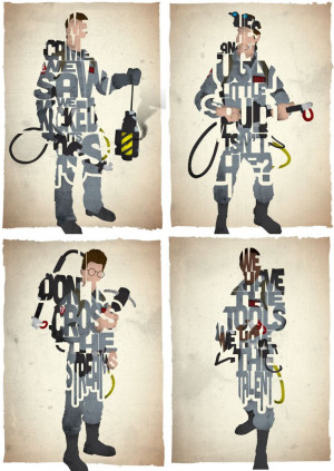 STANDARD SIZE Set of 4 Ghostbusters typography prints based on quotes ...