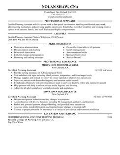 Resume Examples Certified Nursing Assistant