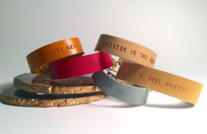 Custom quote leather bracelets.