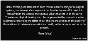 Global thinking and local action both require understanding of ...