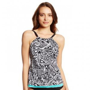 Avenue Women 39 s Tribal Gop High Neck Halter Tankini Top Black Small
