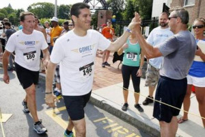 He ran with his wife and a team of eight campaign volunteers