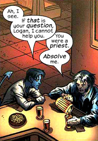 Above: Although Logan (Wolverine) is not a Catholic, and Nightcrawler ...