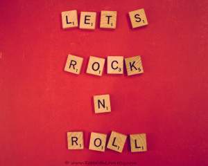 Let's Rock n Roll Red Wall Art Scrabble Quote, 8x10 11x14 16x20 Home ...