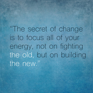 ... all of your energy, not on fighting the old, but on building the new