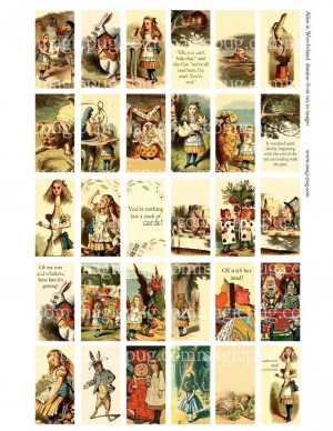 Alice in Wonderland Quotes domino digital collage sheet for jewelry ...