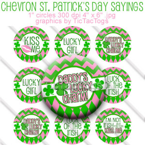 Chevron St. Patrick's Day Sayings Bottle Cap Images Digital Collage