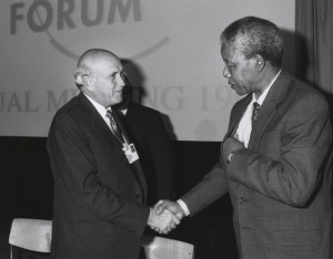 Description Frederik de Klerk with Nelson Mandela - World Economic ...