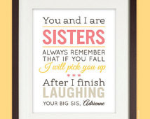 Personalized Birthday Gift for Sister, 8x10 Sisters Quote Art Print ...