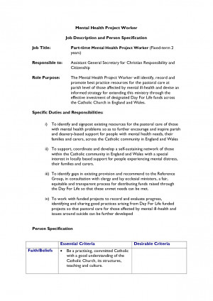 Job Description And Person