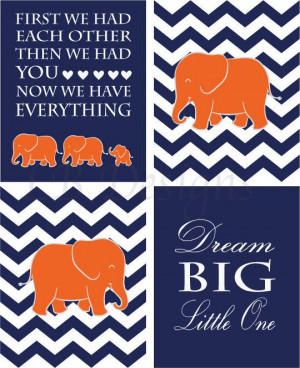 Orange and Navy Blue Elephant/Jungle Nursery Quote by LJBrodock, $35 ...