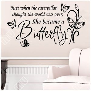 White Butterfly Caterpillar..Wall Decal Little Girls Room Decal Quote ...